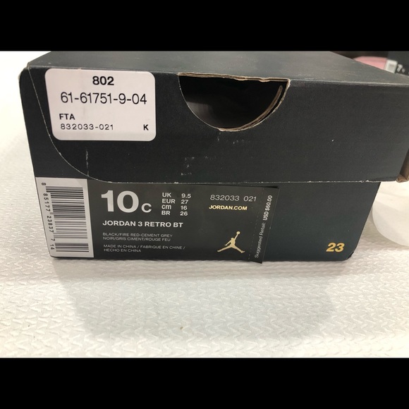 Jordan 3 Retro, Brand New! 100% Authentic, - Picture 2 of 8